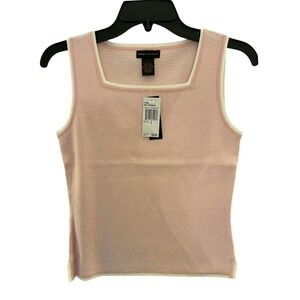 Grace Dane Lewis Knit Tank Top Womens S Pink Square Neck Sleeveless‎